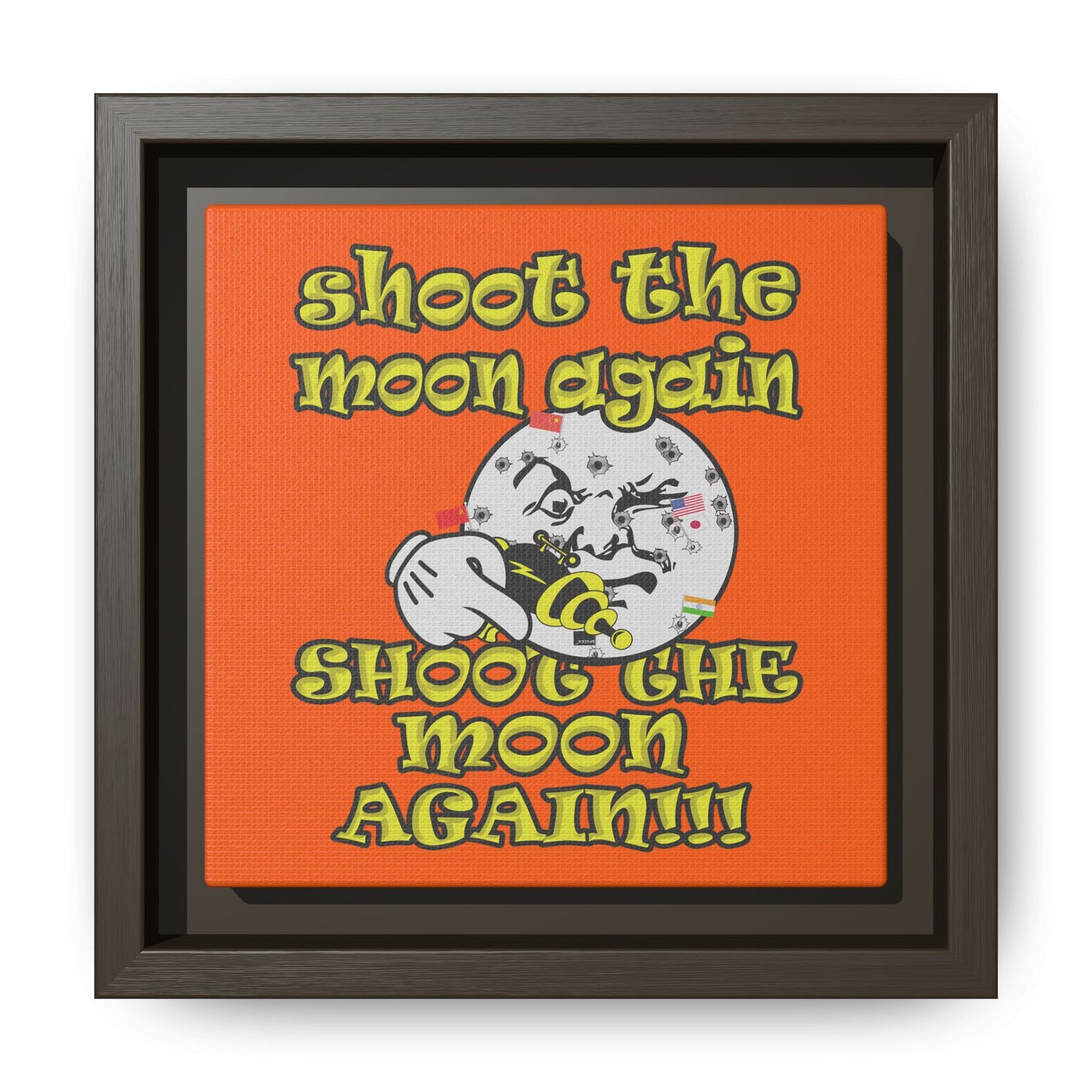 shoot the moon again - framed canvas art (orange)