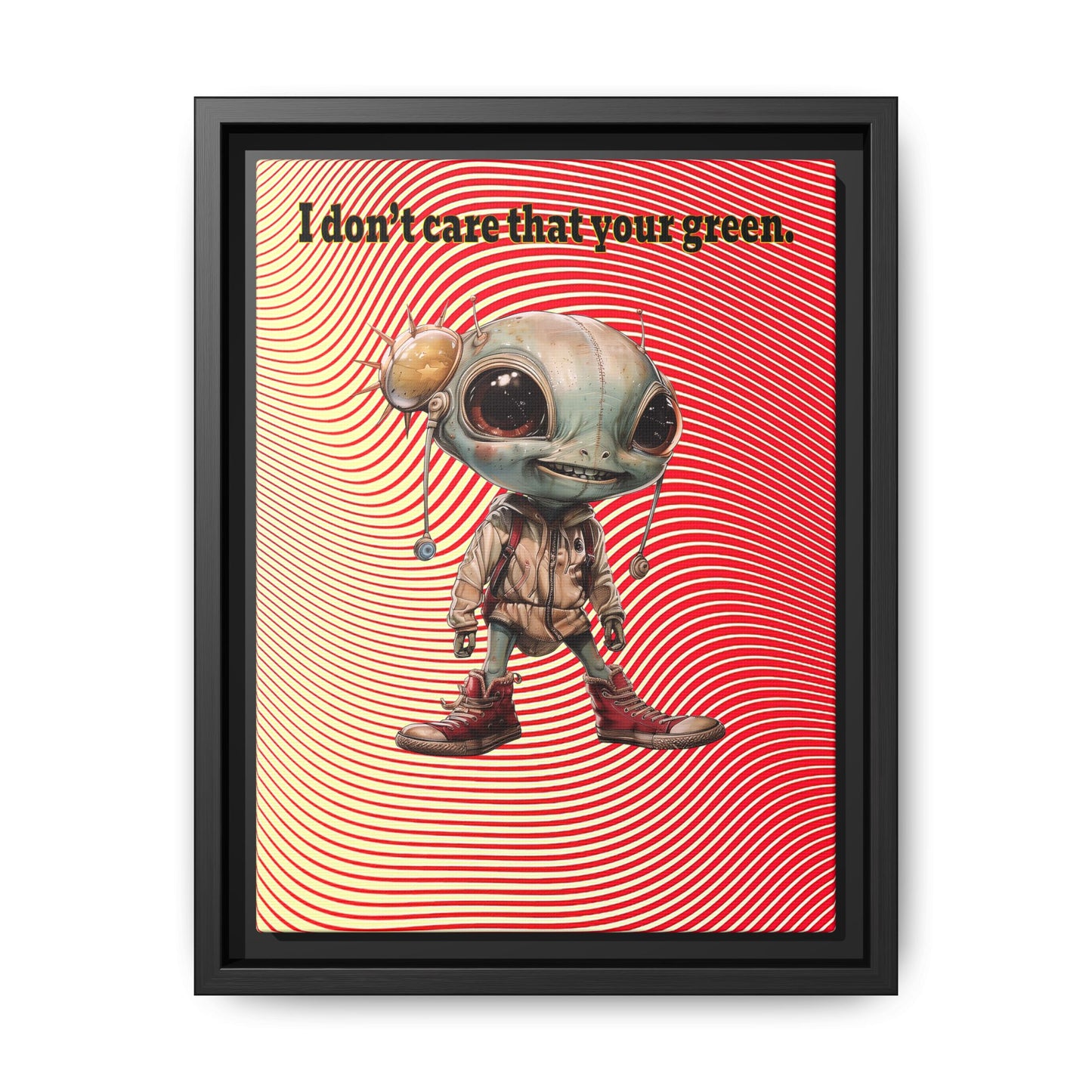I don't care that your green - framed canvas art (yellow-orange wave)