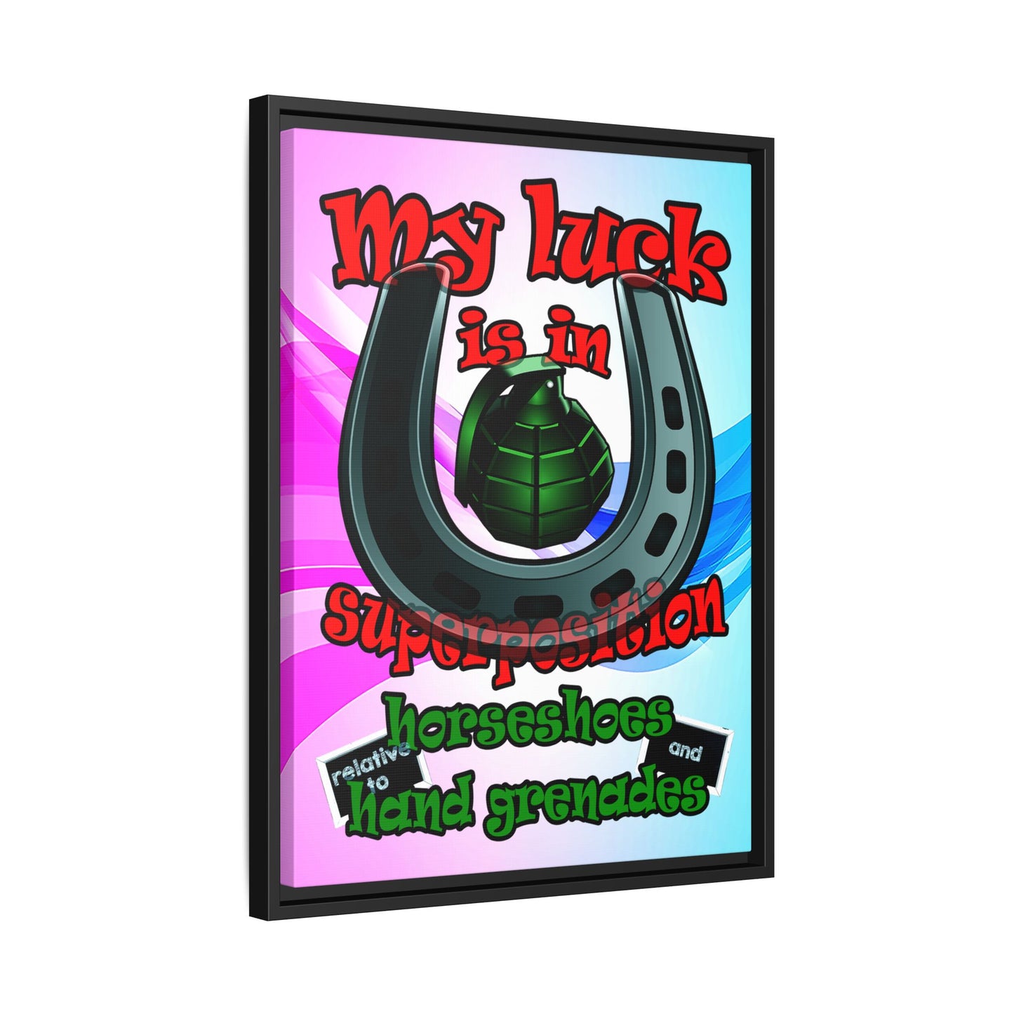 my luck - framed canvas art (light blue-pink wave)