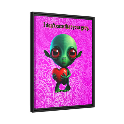 I don't care that your grey - framed canvas art (pink swirl)