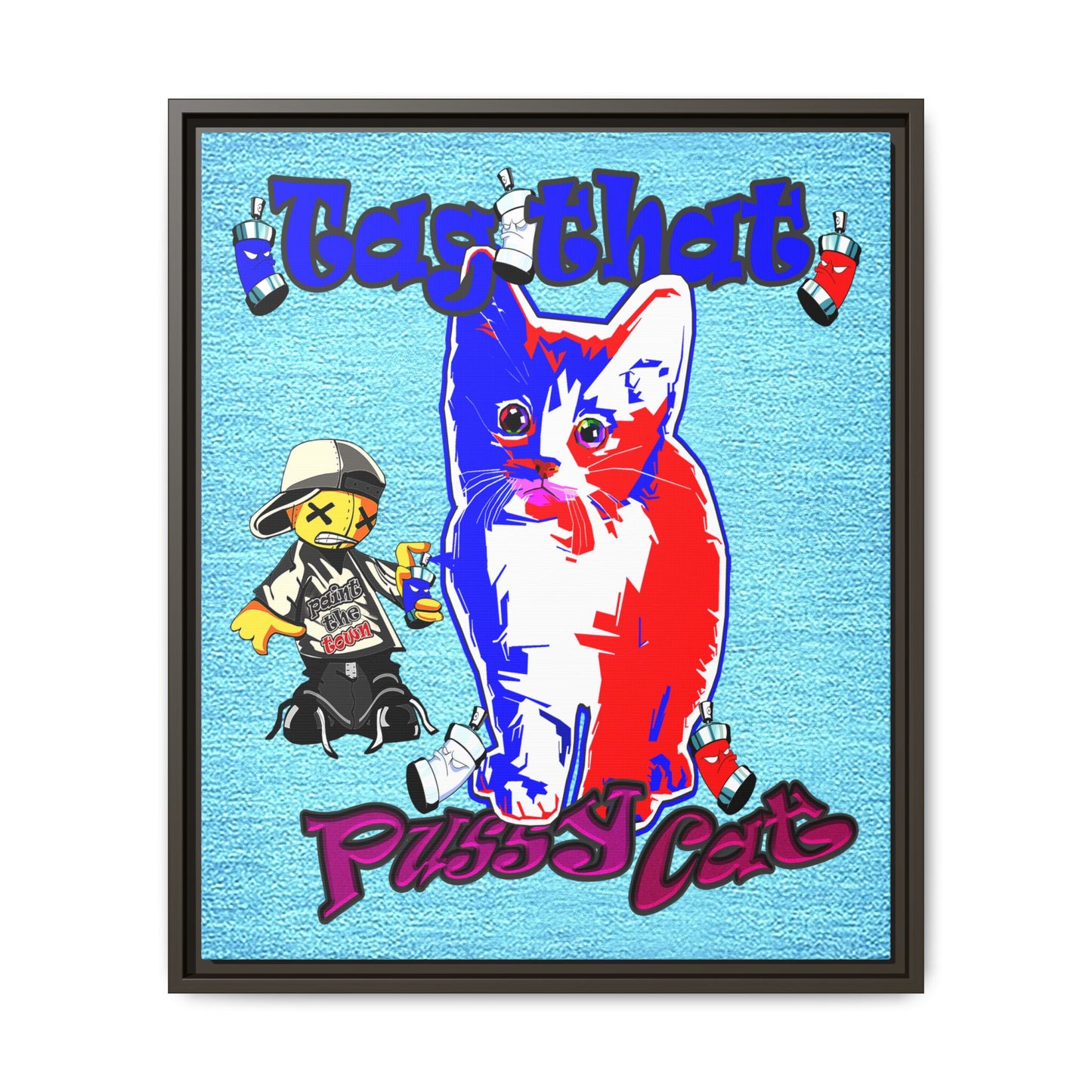 tag that - framed canvas art (faded blue)