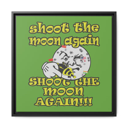 shoot the moon again - framed canvas art (green)