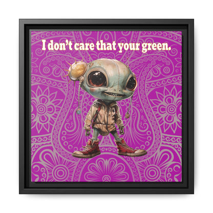 I don't care that your green - framed canvas art (pink swirl)