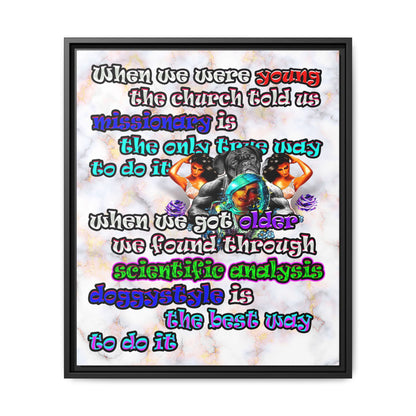 doggystyle - framed canvas art (white marble)