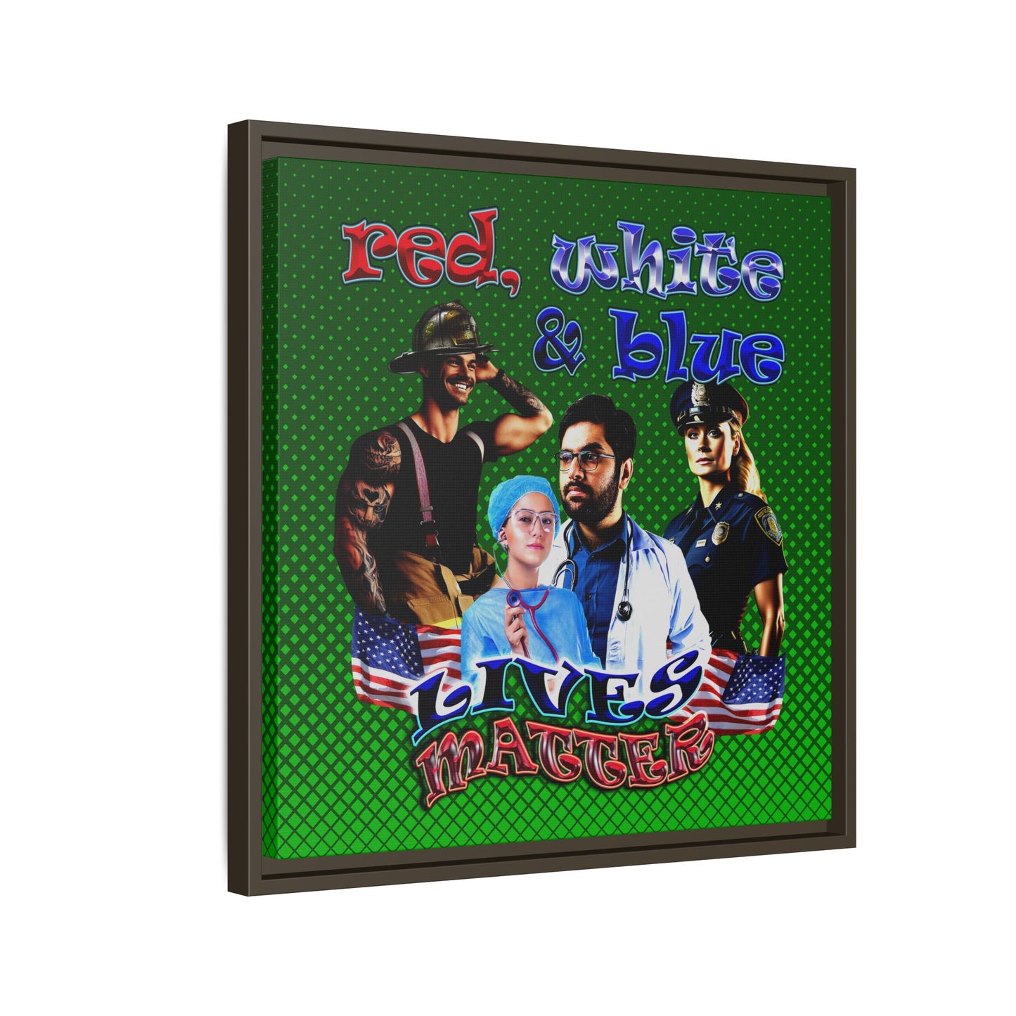 rw&b lives matter - framed canvas art (logo green)