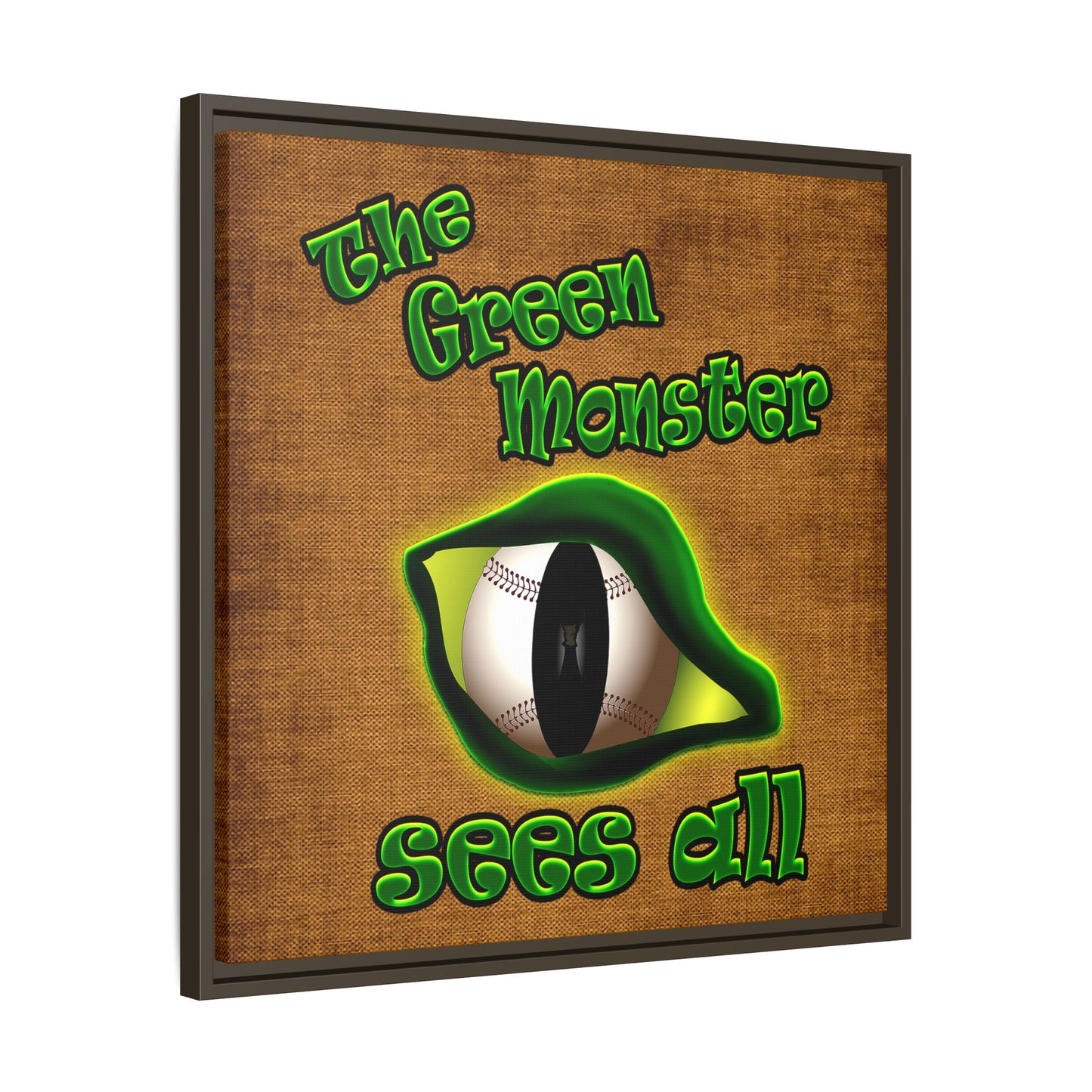 green monster - framed canvas art (brown papyrus)