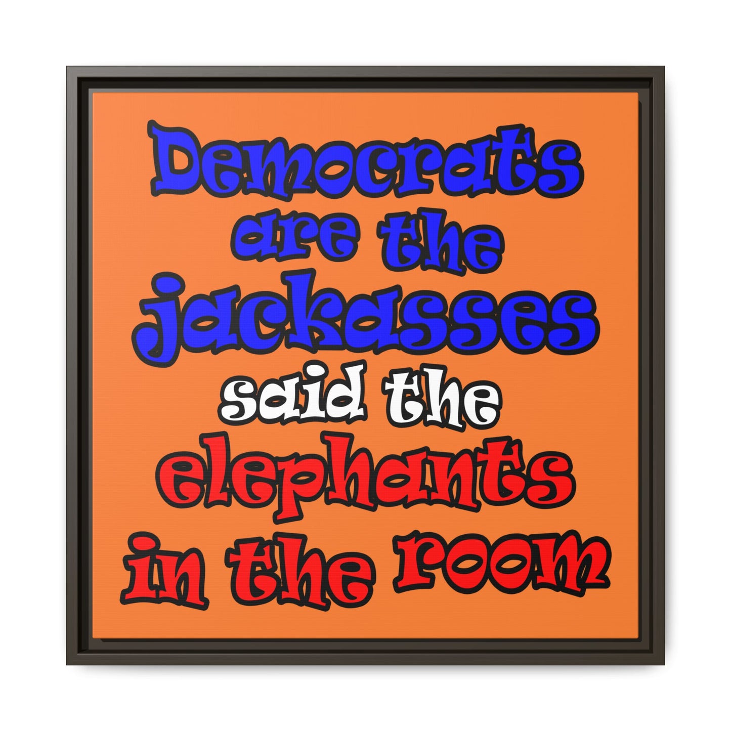 donkeys and elephants - framed canvas art (crusta)