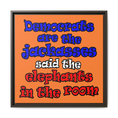 donkeys and elephants - framed canvas art (crusta)