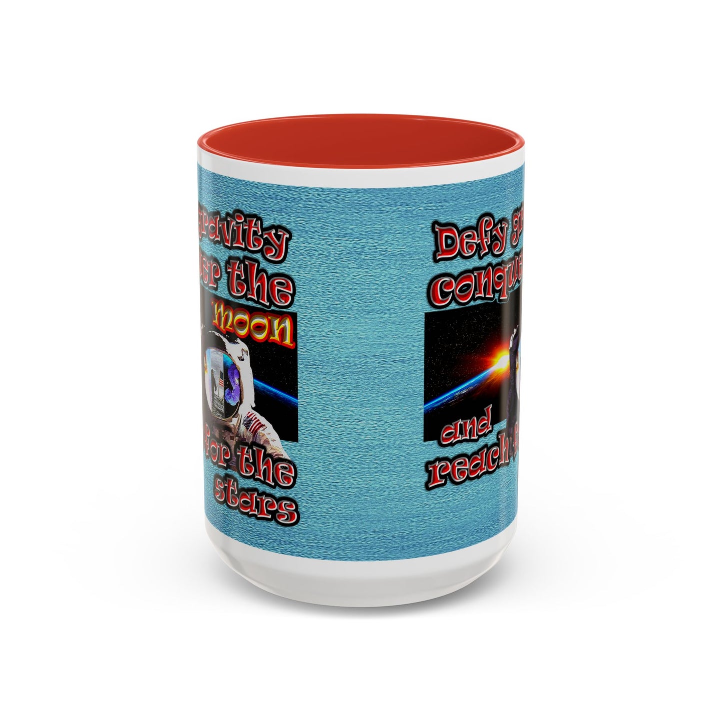 defy conquer reach - Accent Mug (faded blue)