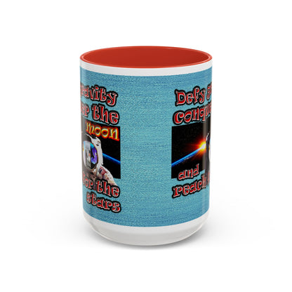 defy conquer reach - Accent Mug (faded blue)