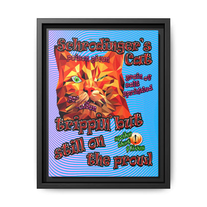 schrodinger's cat - framed canvas art (light blue-purple wave)