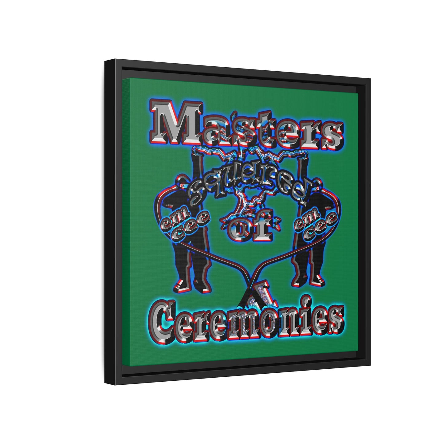 em cee squared - framed canvas art (dark green)