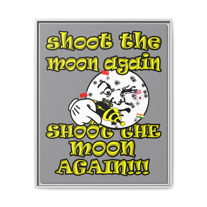 shoot the moon again - framed canvas art (grey)