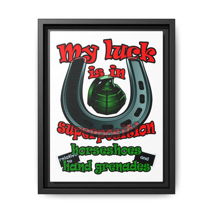 my luck - framed canvas art (white)