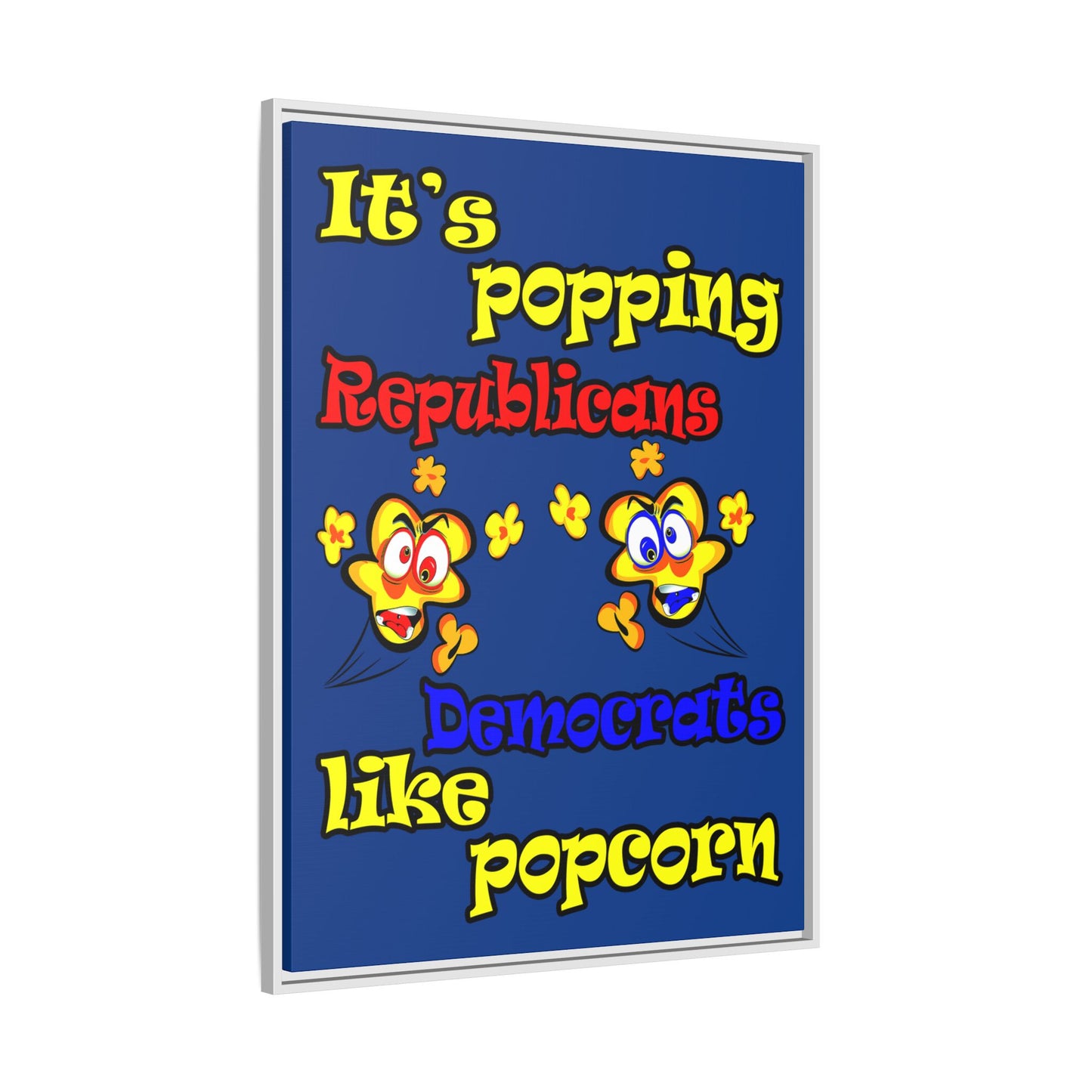 popping like popcorn - framed canvas art (dark blue)