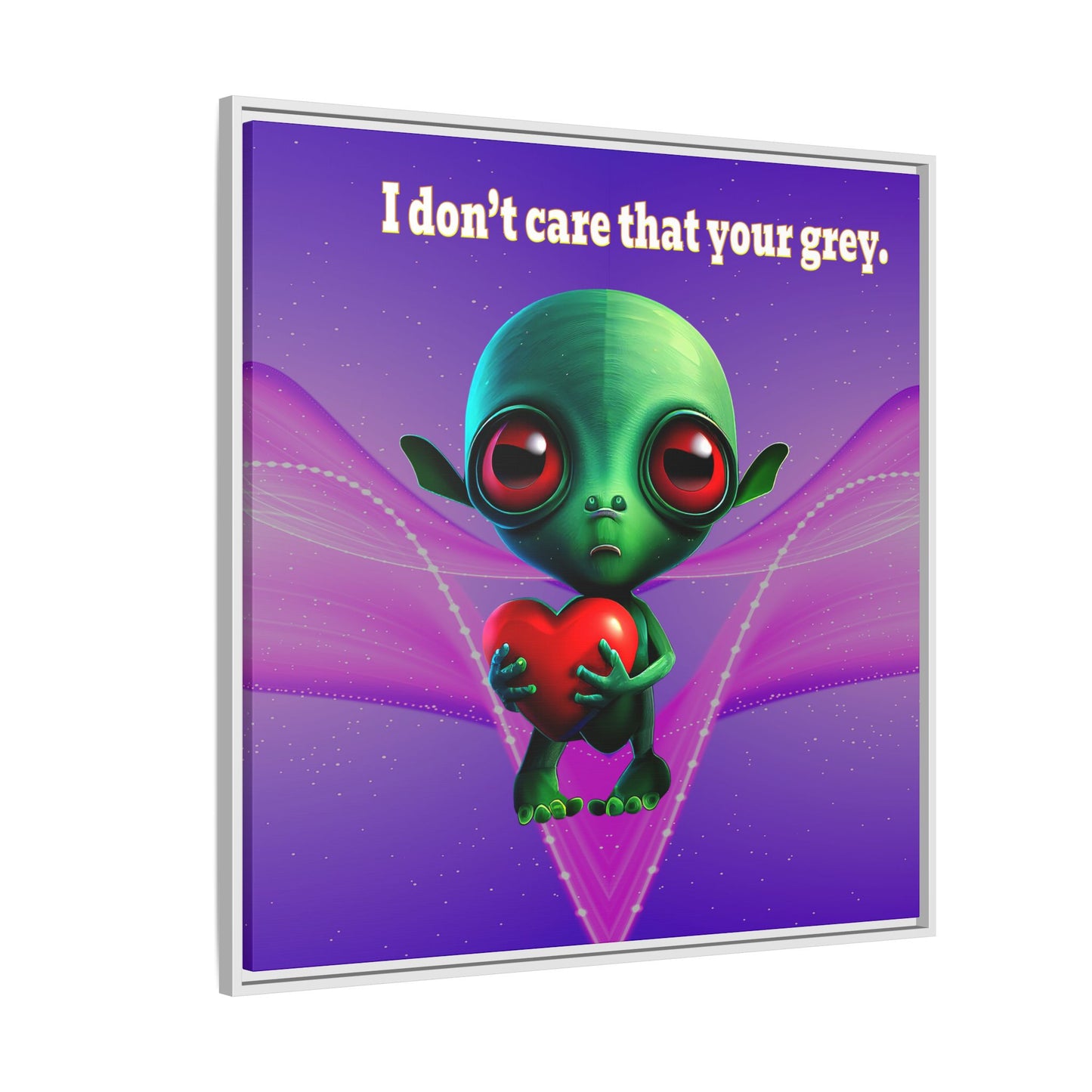 I don't care that your grey - framed canvas art (purple-pink wave)