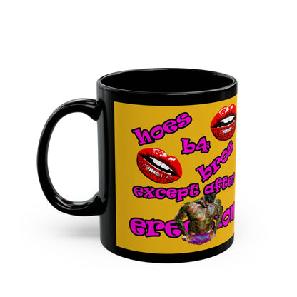 hoes b4 bros - Black Mug (yellow)