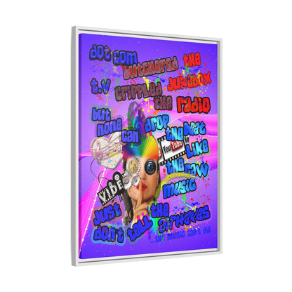 drop the beat - framed canvas art (purple-pink wave)