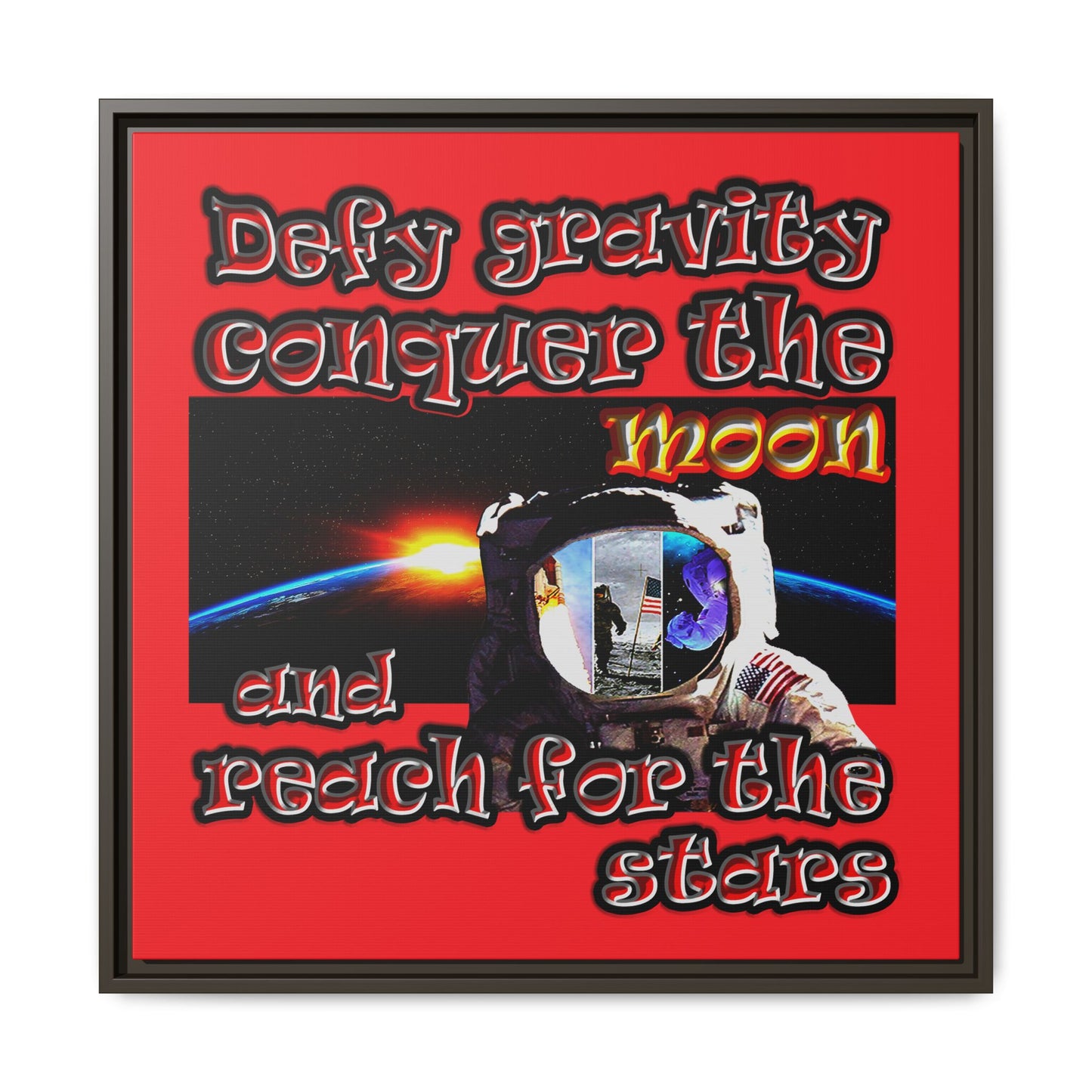 defy conquer reach - framed canvas art (red)