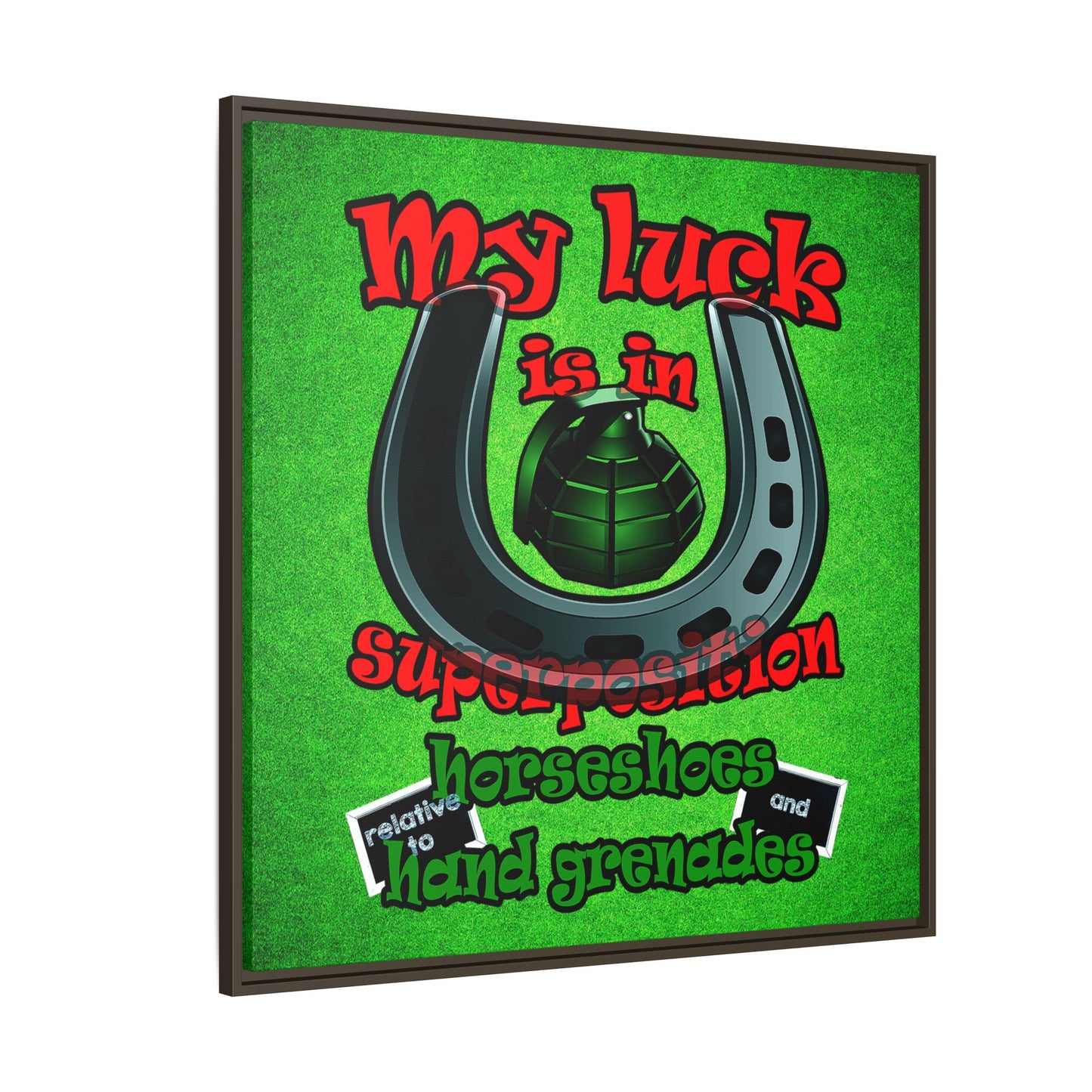 my luck - framed canvas art (green turf)