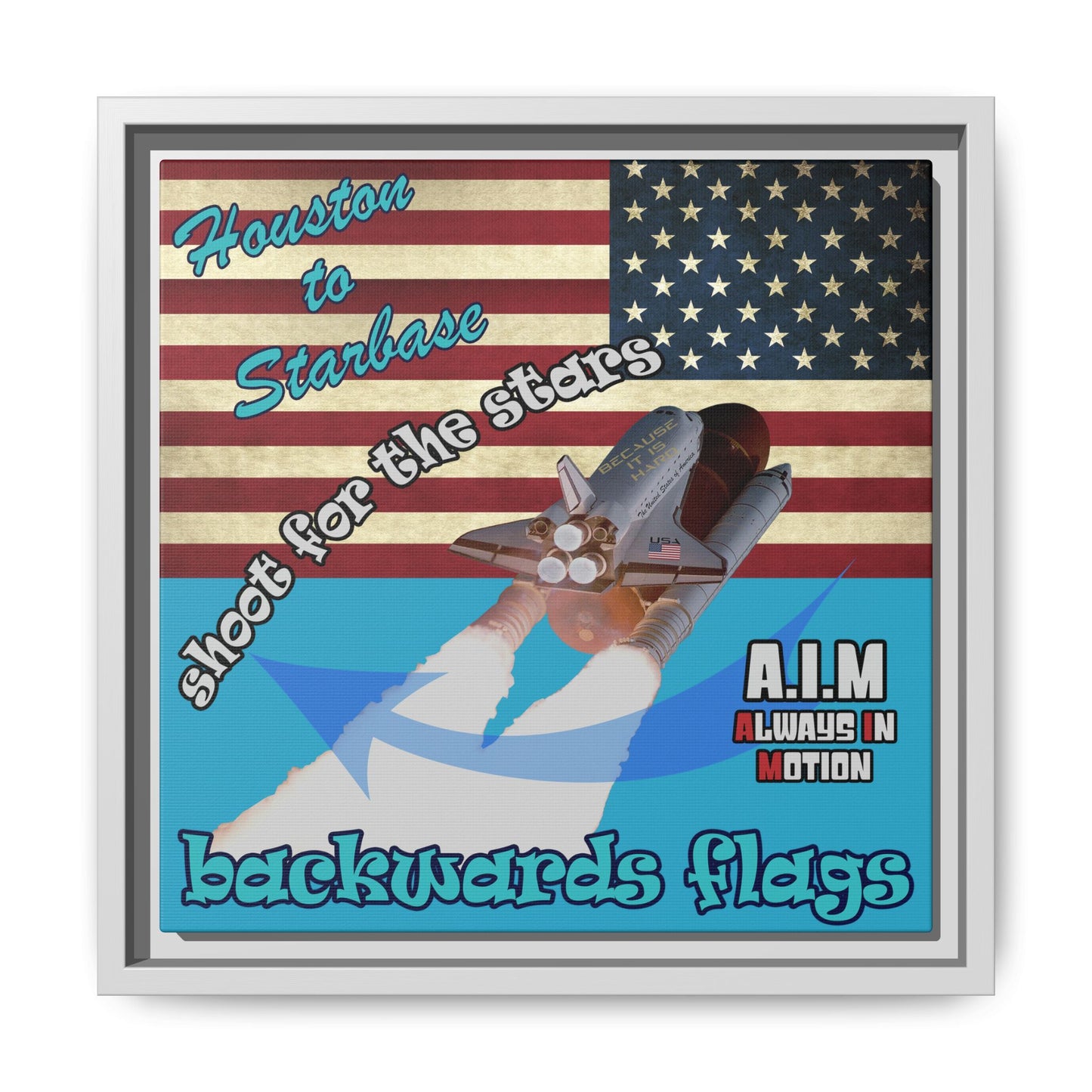 shoot for the stars - framed canvas art (turquoise)