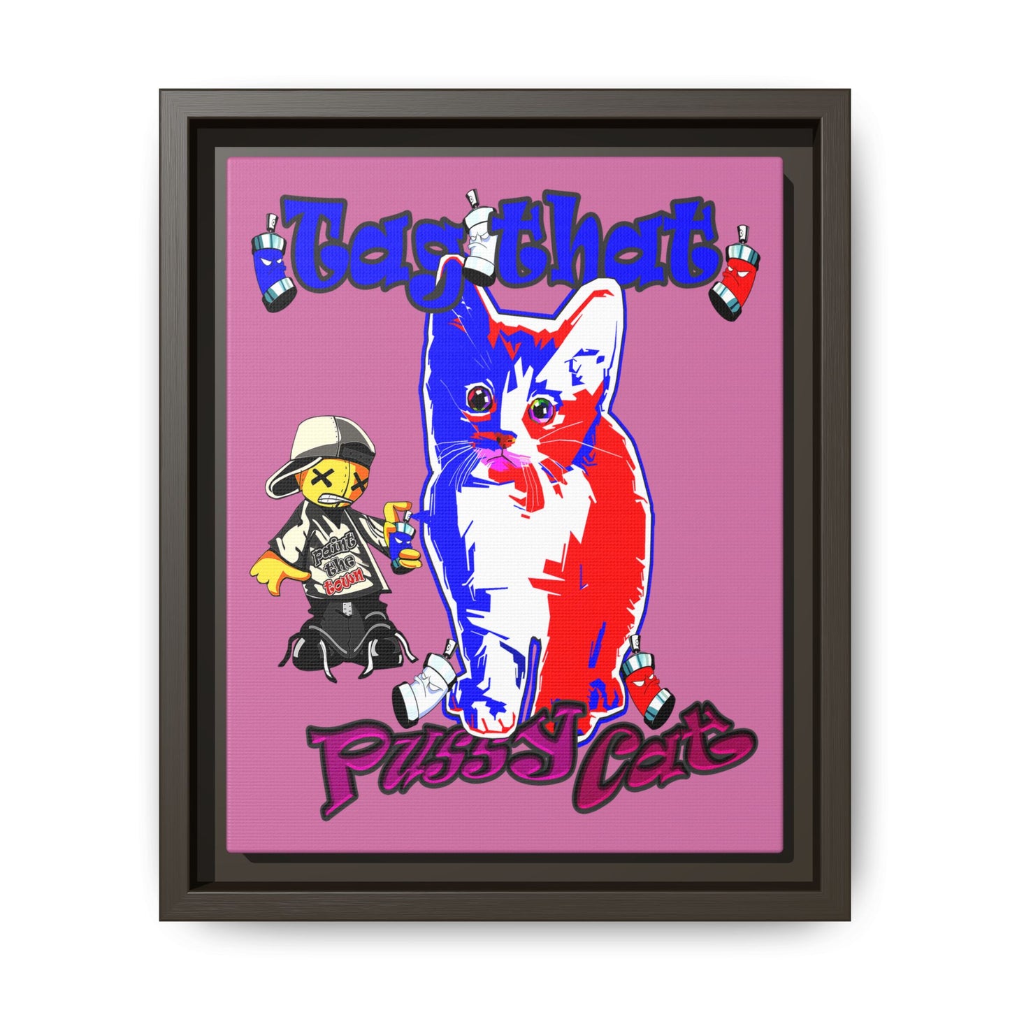 tag that - framed canvas art (light pink)