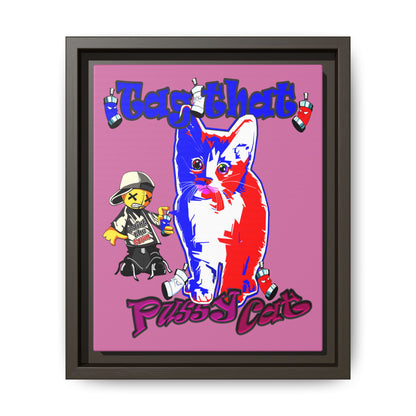 tag that - framed canvas art (light pink)