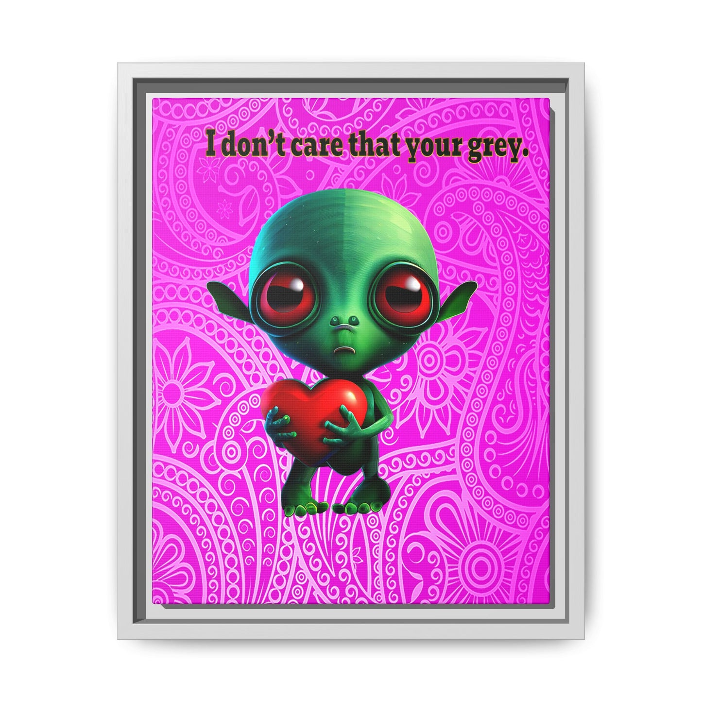 I don't care that your grey - framed canvas art (pink swirl)