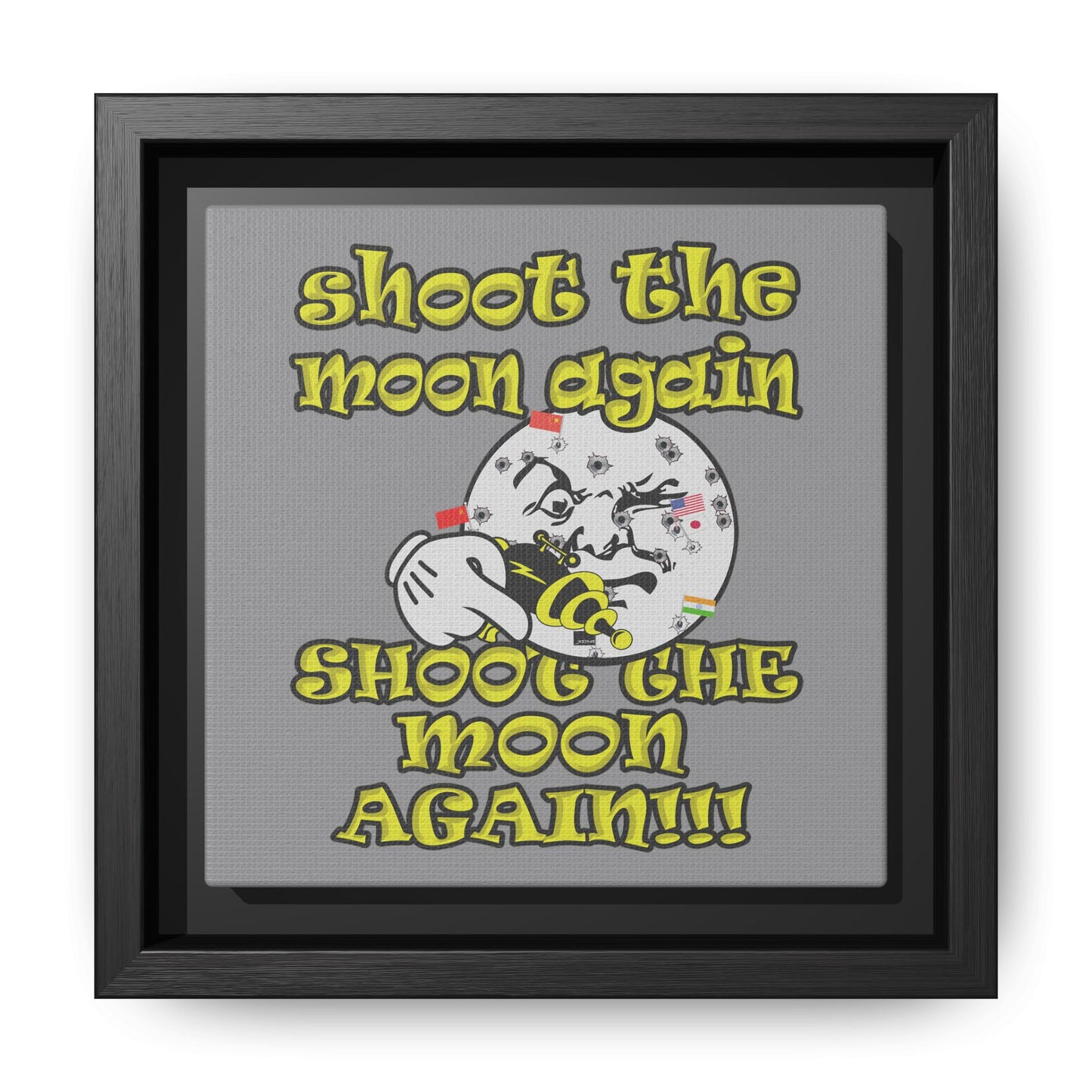 shoot the moon again - framed canvas art (grey)