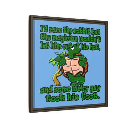 turtle race - framed canvas art (light blue)