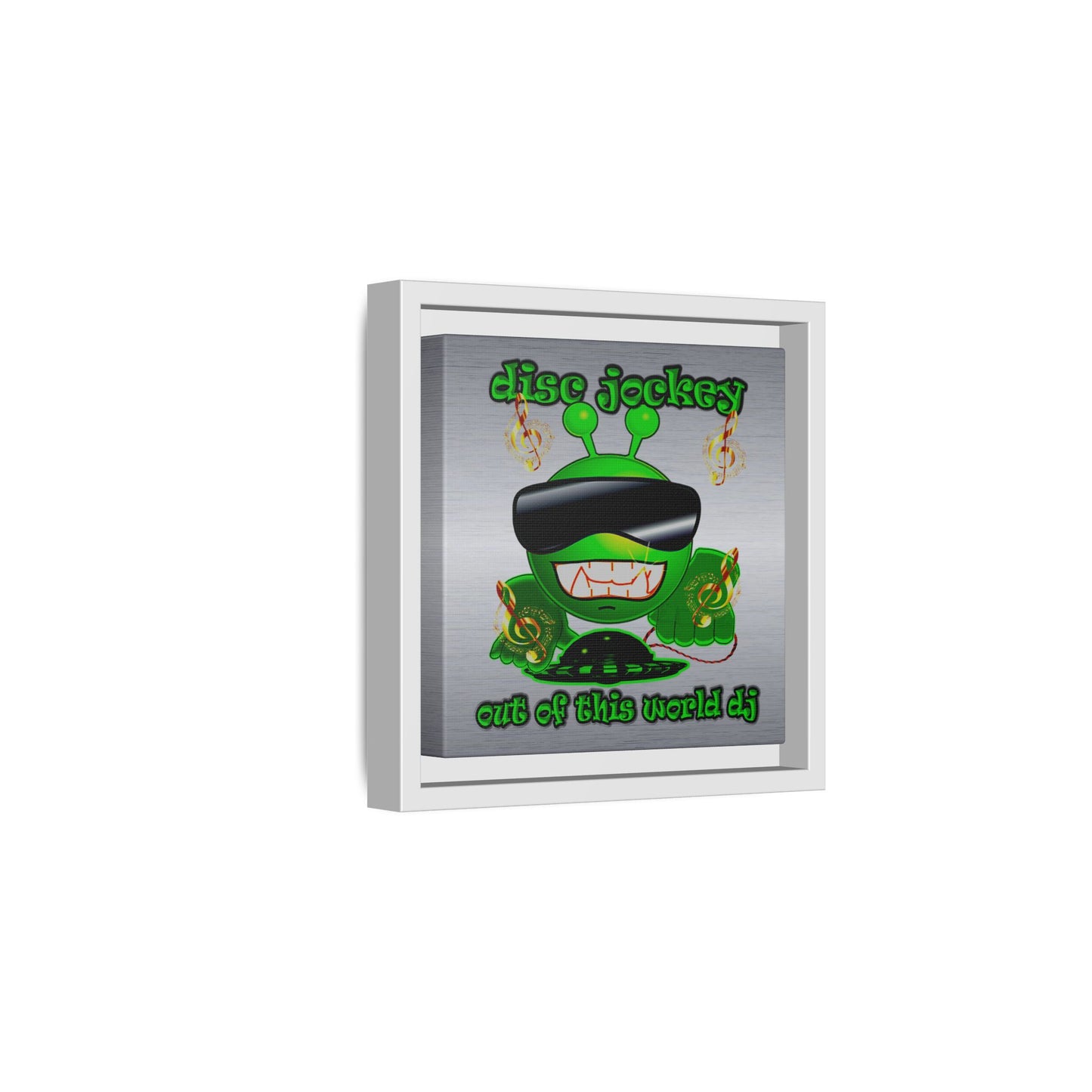 disc jockey - framed canvas art (brushed nickel)