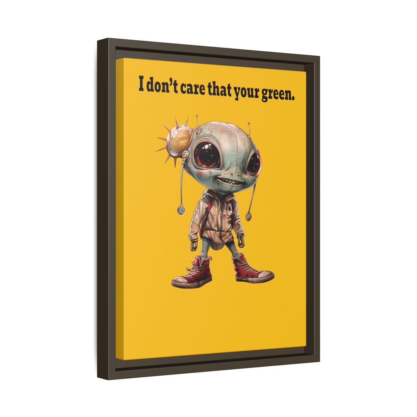 I don't care that your green - framed canvas art (yellow)
