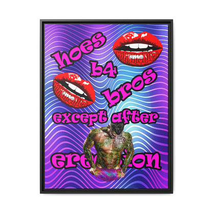 hoes b4 bros - framed canvas art (purple wave)