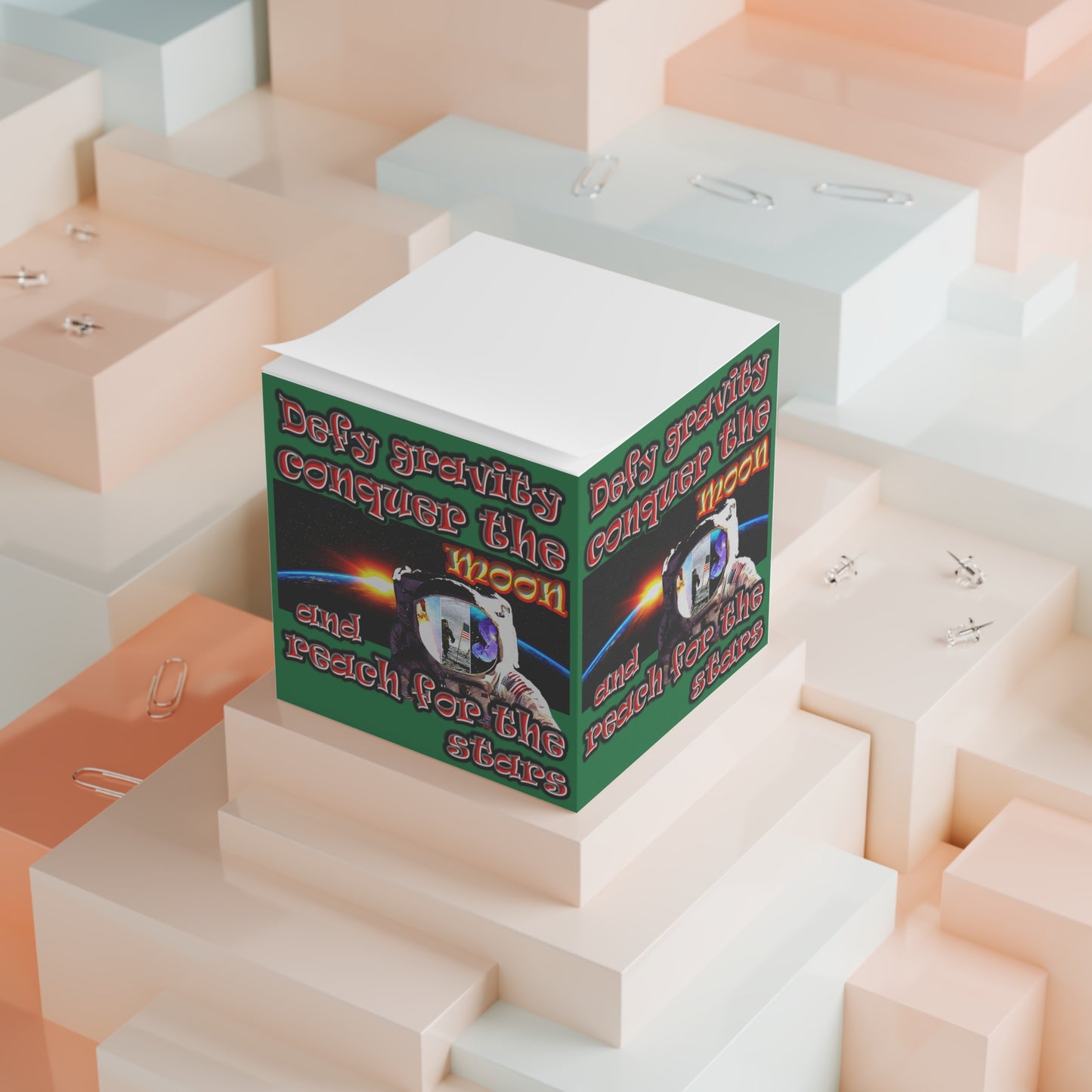 defy conquer reach - note cube (dark green)