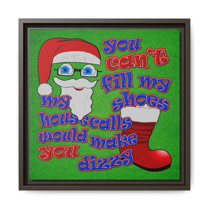 santa's shoes - framed canvas art (green turf)