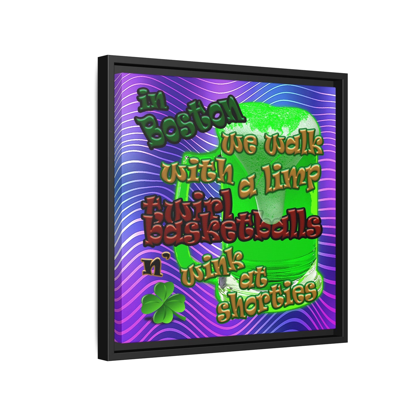celtics logo - framed canvas art (purple wave)