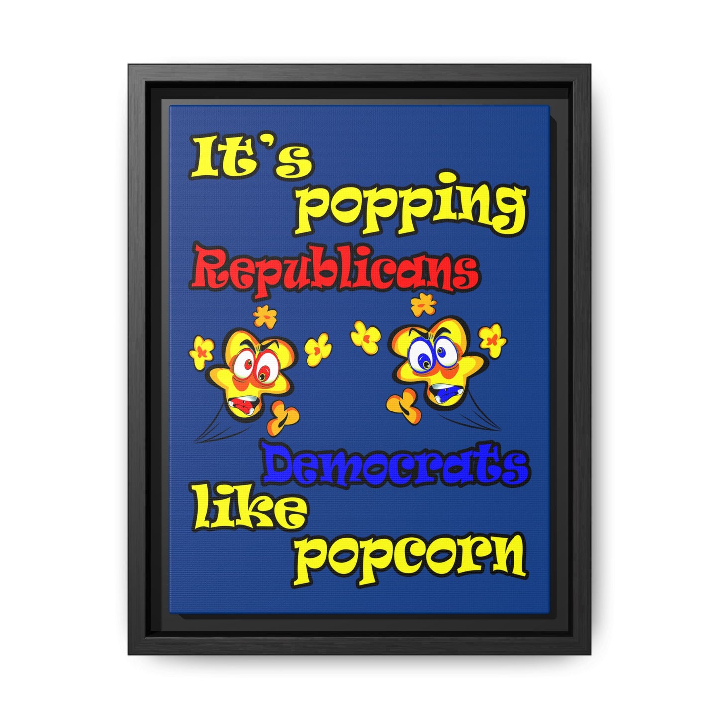 popping like popcorn - framed canvas art (dark blue)