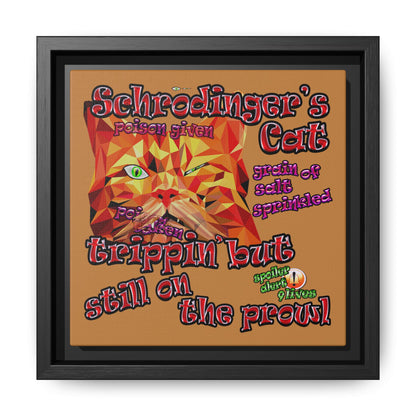 schrodinger's cat - framed canvas art (light brown)