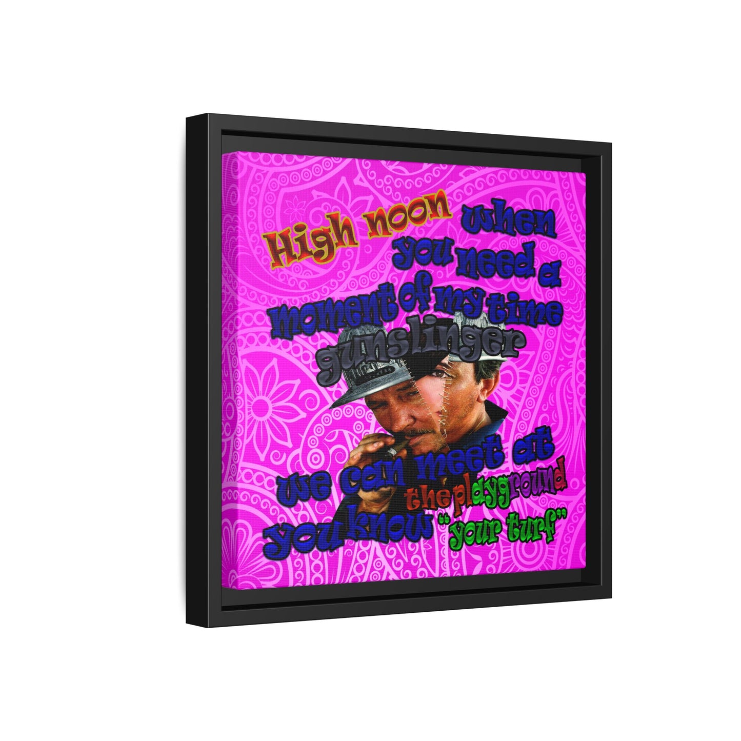 high noon - framed canvas art (pink swirl)