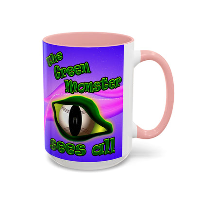 green monster - Accent Mug (purple-pink wave)