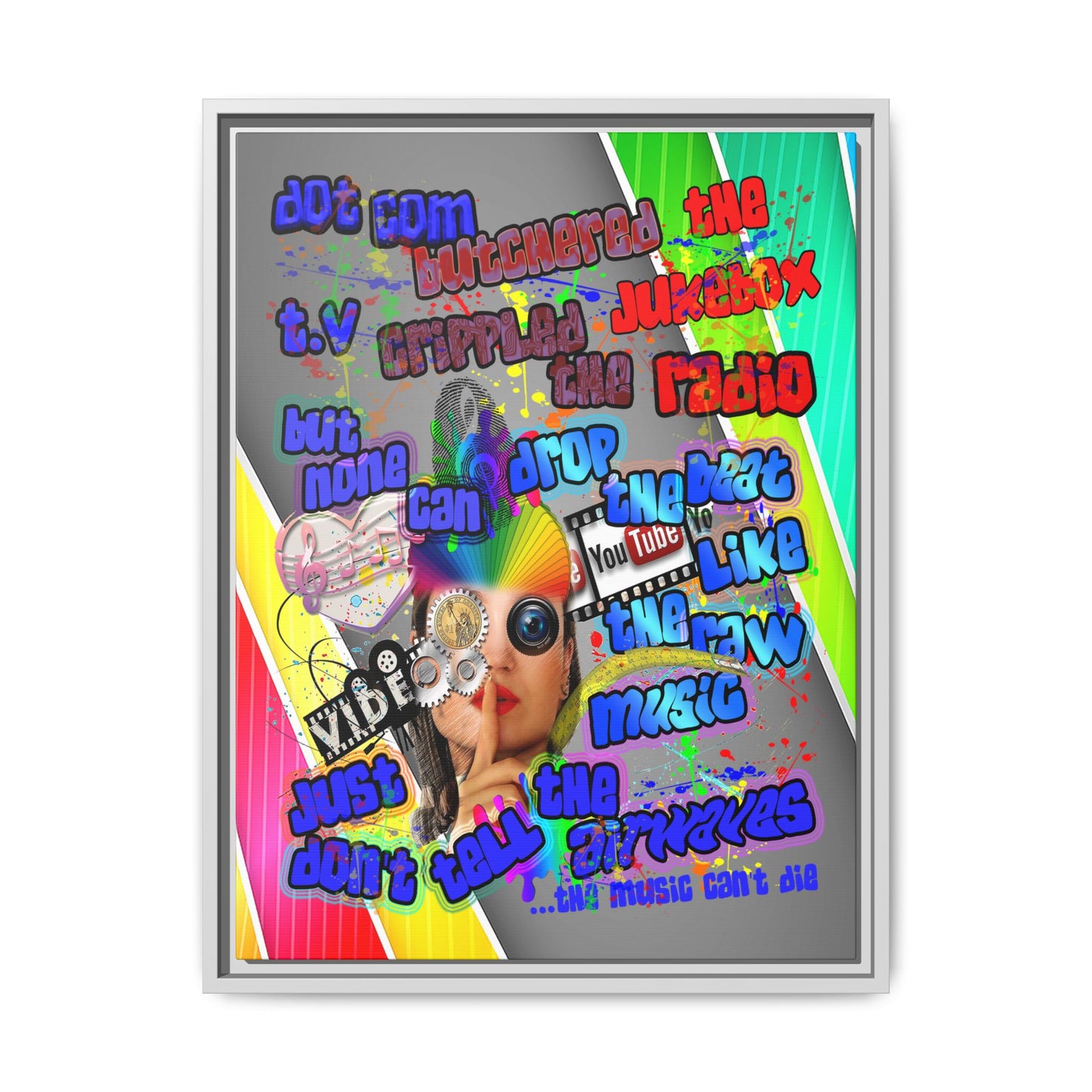 drop the beat - framed canvas art (rainbow split)