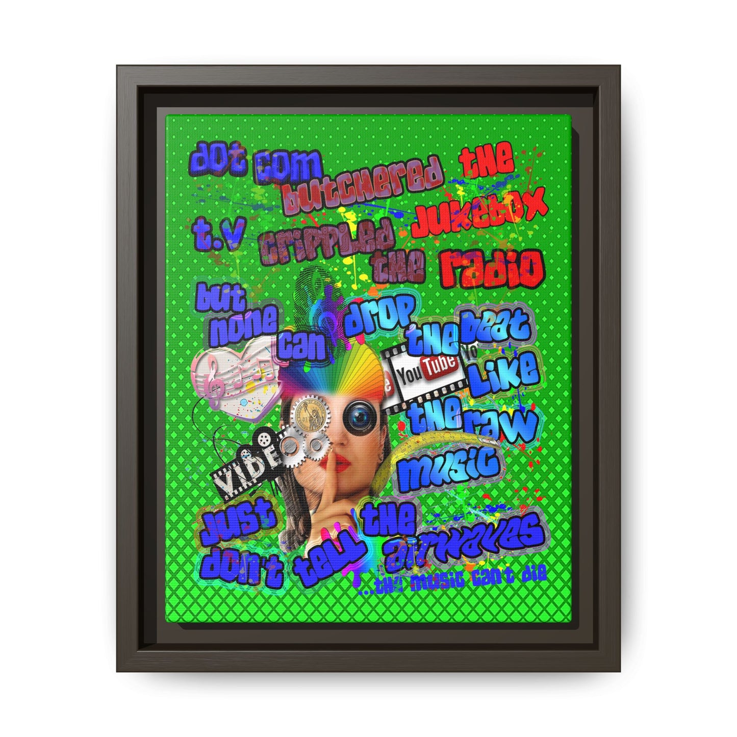 drop the beat - framed canvas art (logo green)