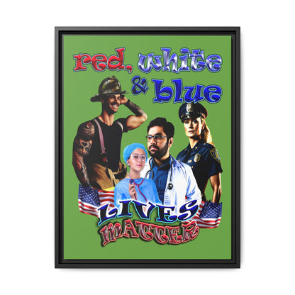 rw&b lives matter - framed canvas art (green)