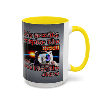 defy conquer reach - Accent Mug (brushed nickel)