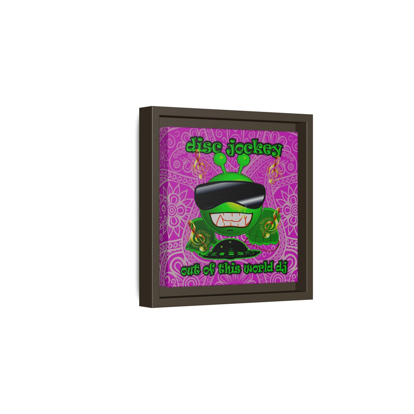 disc jockey - framed canvas art (pink swirl)