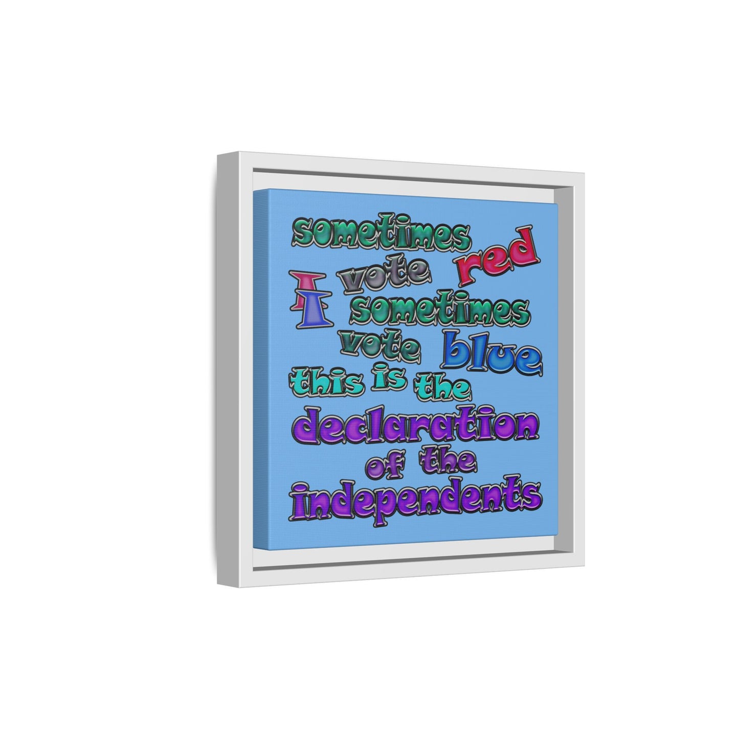 declaration of the independents - framed canvas art (light blue)