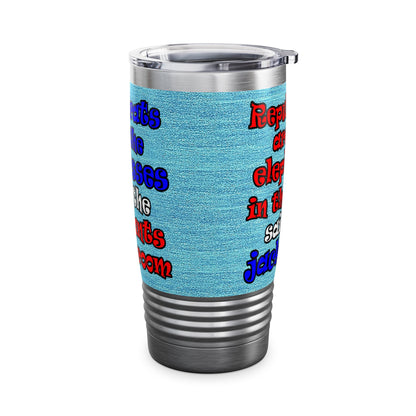 donkeys and elephants - Ringneck Tumbler, 20oz (faded blue)
