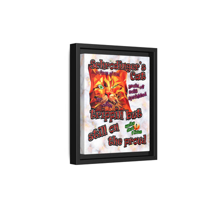 schrodinger's cat - framed canvas art (white marble)