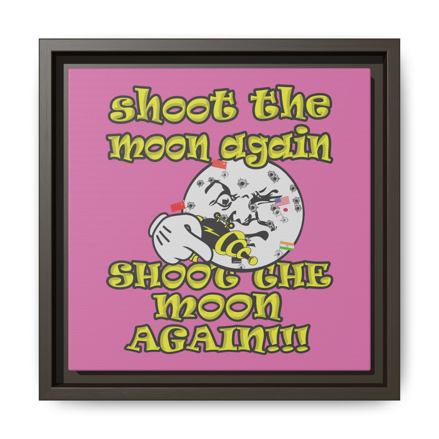 shoot the moon again - framed canvas art (light pink)