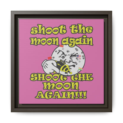 shoot the moon again - framed canvas art (light pink)